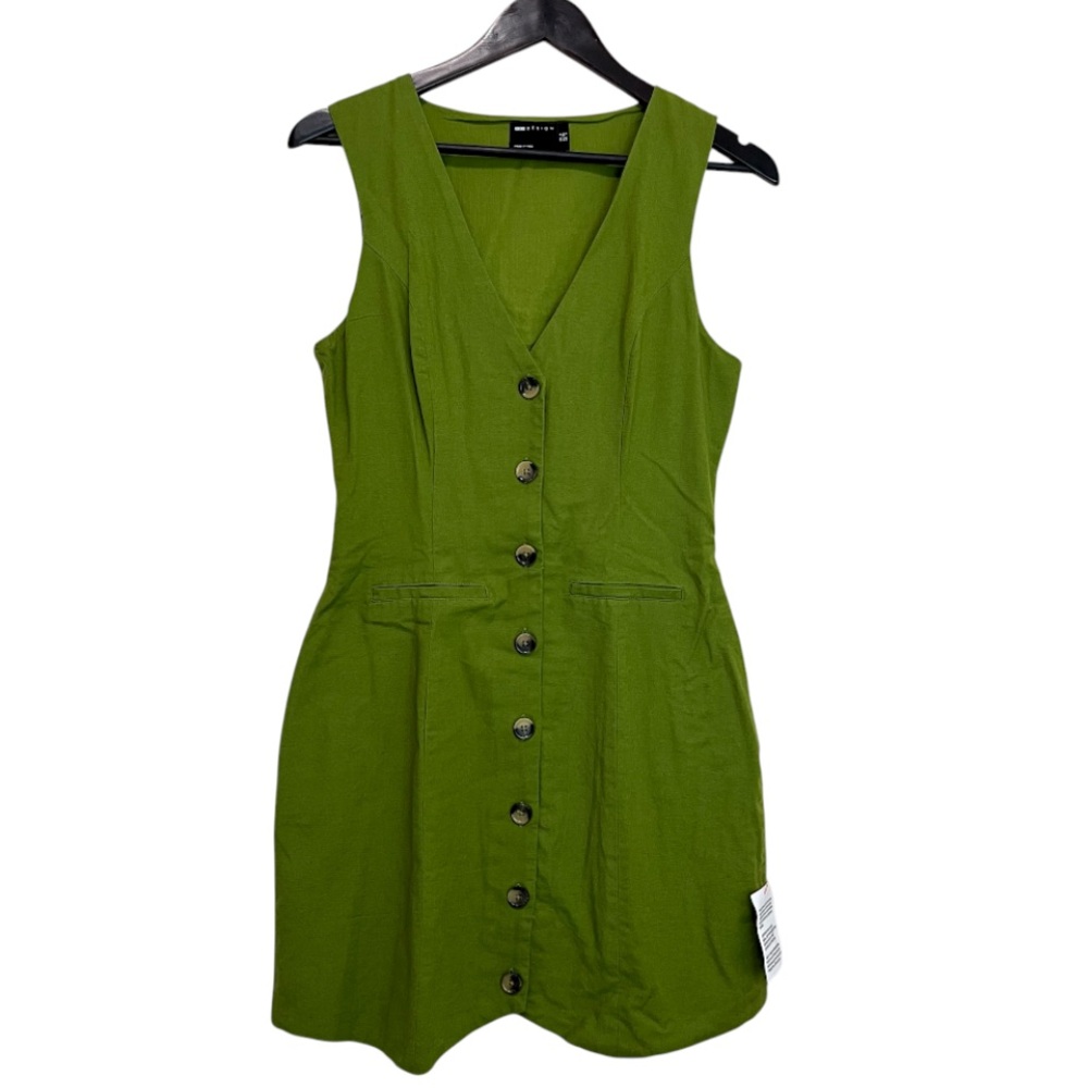 ASOS Design Mini Button Up Linen Blend Vest Dress - Picture 2 of 15